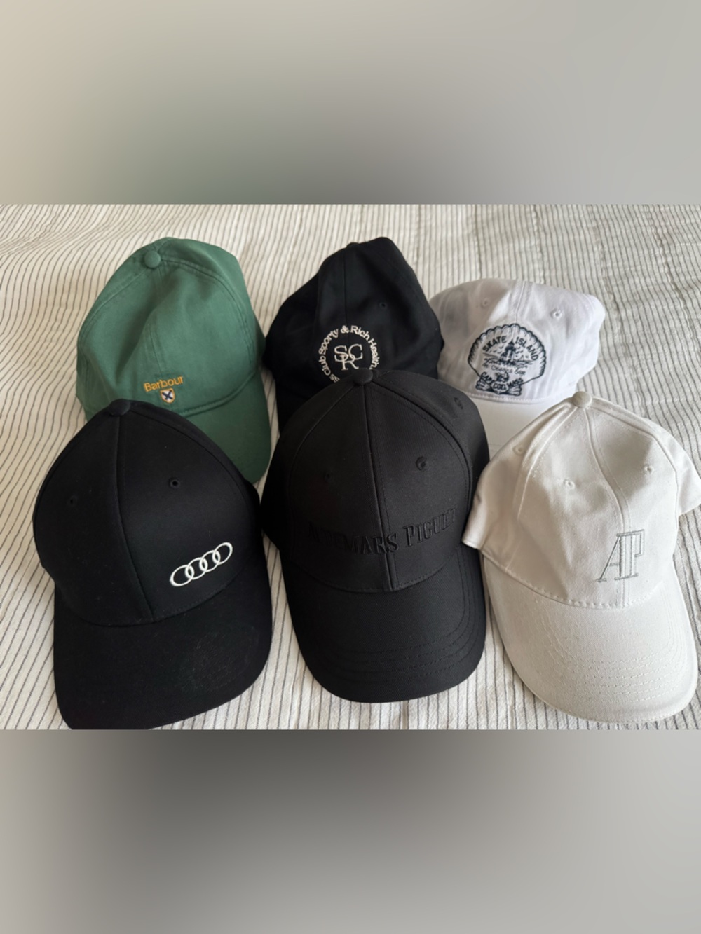 Bulk/Lot 6 Assorted Branded Baseball Caps - Audemars Piguet, Sporty & Rich, etc